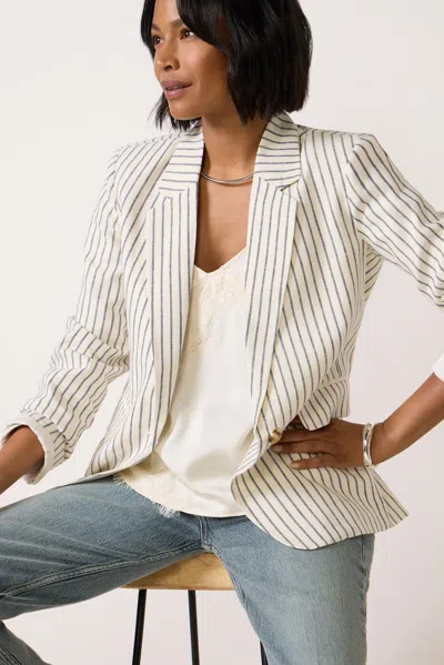 Z Supply Evan Linen Stripe Blazer In Neutral