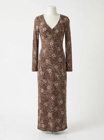 Z Supply Exhale Sable Floral Midi Dress In Black In Brown