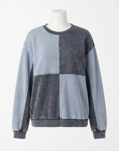 Z Supply Fair & Square Denim Sweatshirt In Washed Indigo In Blue