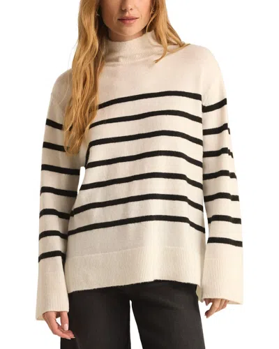 Z Supply Fin Stripe Sweater In White