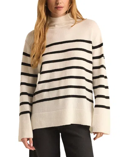 Z Supply Fin Stripe Sweater In White