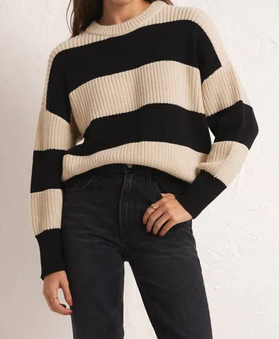 Z Supply Fresca Stripe Sweater In Black In Multi