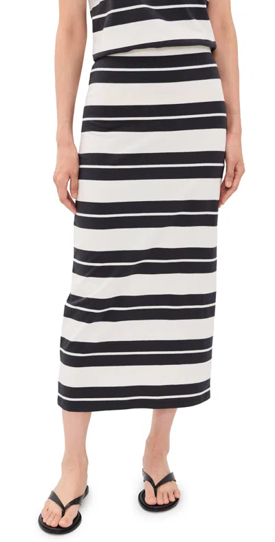 Z Supply Gail Striped Jersey Midi Skirt Ash Black In Multi