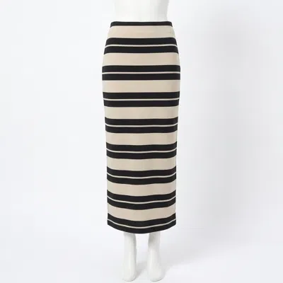Z Supply Gail Striped Jersey Midi Skirt In Ash Black In Multi