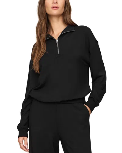 Z Supply Gate Check Half Zip Sweatshirt In Black