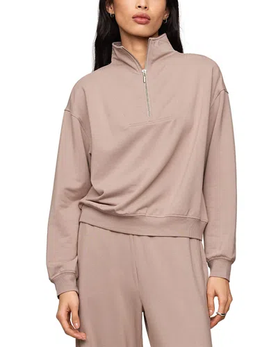 Z Supply Gate Check Half Zip Sweatshirt In Brown
