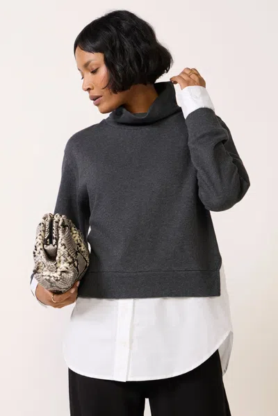 Z Supply Hannah Twofer Sweatshirt In Gray