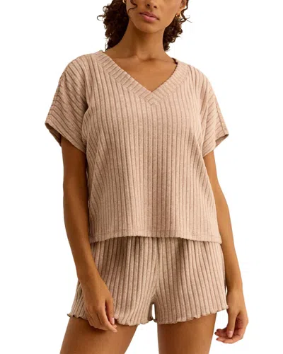 Z Supply Harper Rib V-neck Top In Neutral