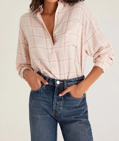 Z Supply Hawk Plaid Button Up Top In Shell Pink In Neutral