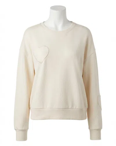 Z Supply Heart It Sweatshirt In Vanilla Ice In Multi