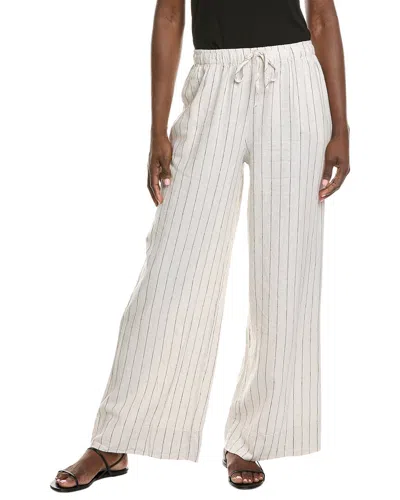 Z Supply Henri Striped Linen-blend Wide Leg Pant In White