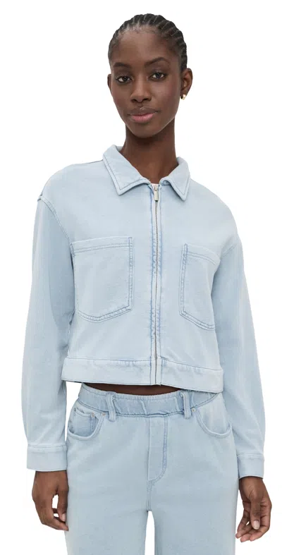 Z Supply Heritage Knit Denim Jacket Ocean Air Indigo In Blue