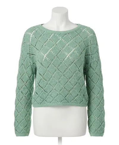 Z Supply Hullen Crochet Sweater In Crystal Green