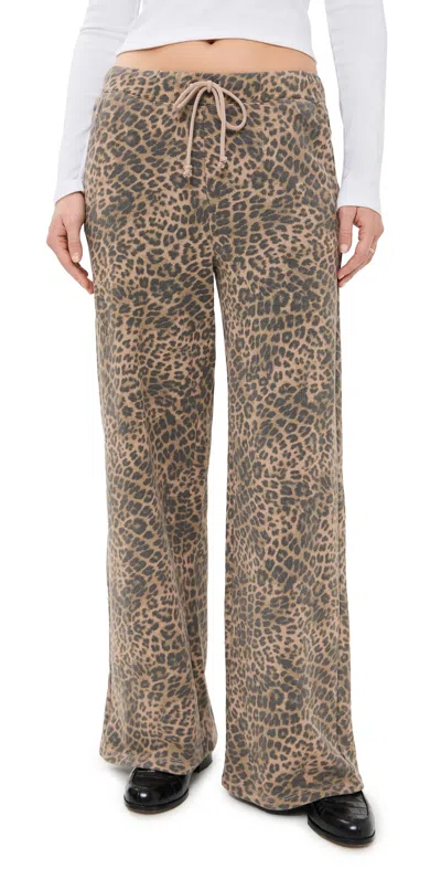 Z Supply Hunter Leopard Knit Pants Desert Tan In Brown