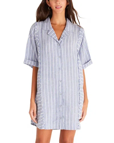 Z Supply Jayden Striped Linen-blend Mini Dress In Blue