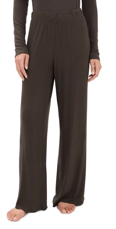 Z Supply Just Right Ribbed Pajama Pants Cocoa Bean In Brown