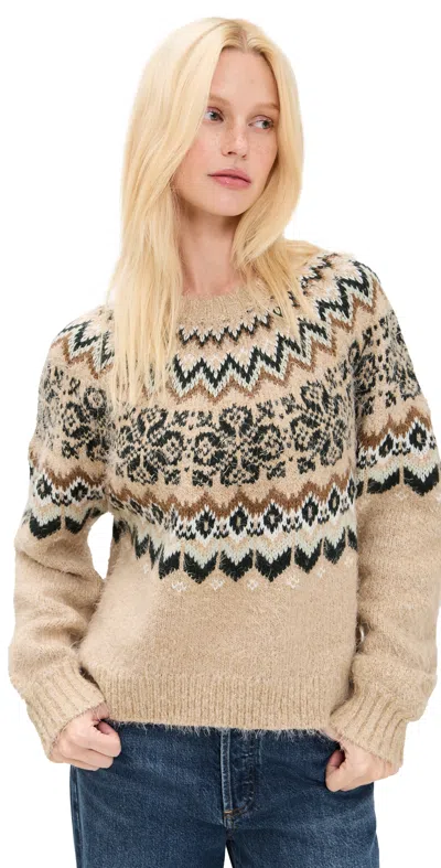 Z Supply Kenaby Fair Isle Sweater Oatmeal Heather In Brown