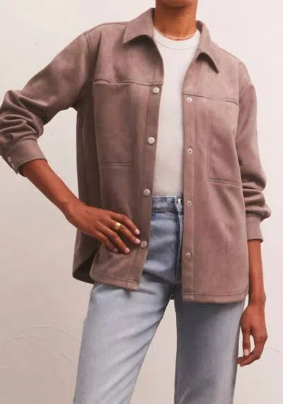Z Supply Kenney Suede Jacket In Taupe Stone In Pink
