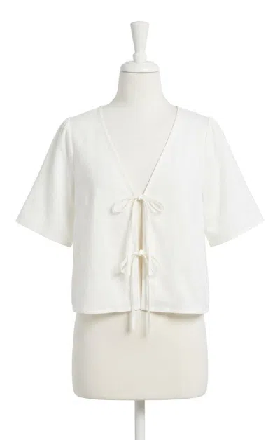 Z Supply La Belle Linen Cropped Top In White