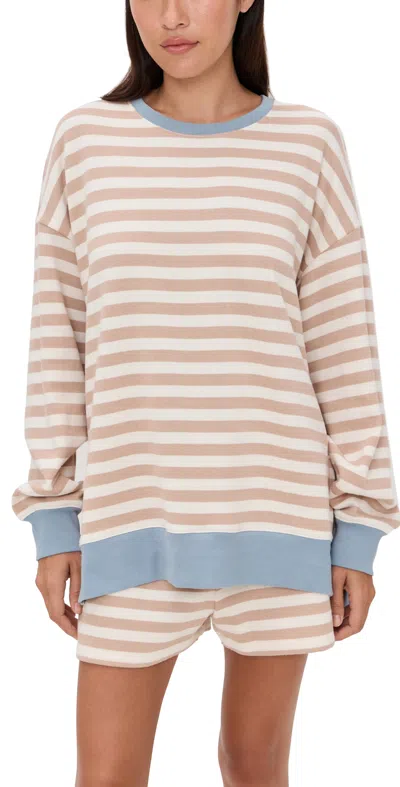Z Supply Layer Up Stripe Sweatshirt Evening Sand In Multi
