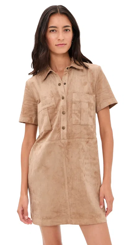 Z Supply Leone Faux Suede Dress Light Sand In Pink