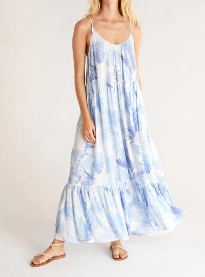Z Supply Lido Watercolor Leaf Dress In Pacific Blue