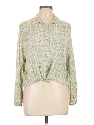 Pre-owned Z Supply Long Sleeve Blouse In Green