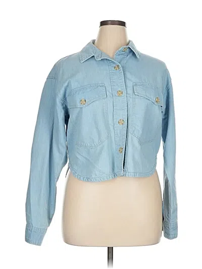 Pre-owned Z Supply Long Sleeve Button Down Shirt In Blue