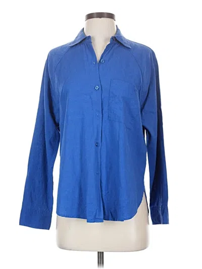 Pre-owned Z Supply Long Sleeve Button Down Shirt In Blue