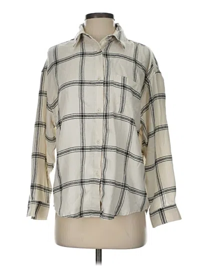 Pre-owned Z Supply Long Sleeve Button Down Shirt In Ivory