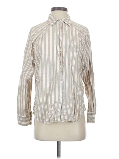 Pre-owned Z Supply Long Sleeve Button Down Shirt In Ivory