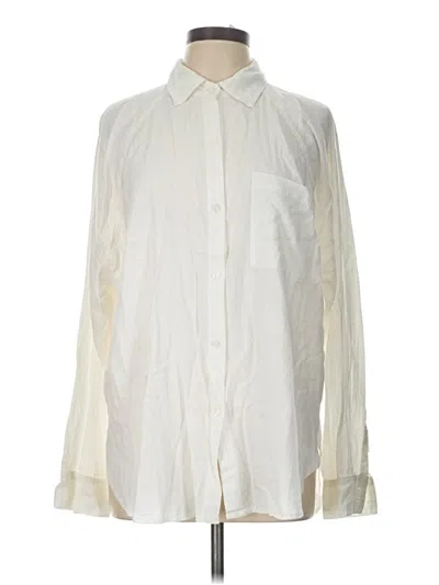 Pre-owned Z Supply Long Sleeve Button Down Shirt In Ivory
