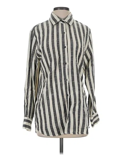 Pre-owned Z Supply Long Sleeve Button Down Shirt In Silver