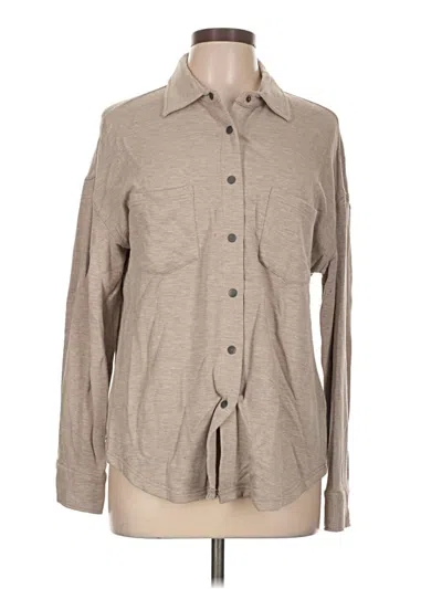 Pre-owned Z Supply Long Sleeve Button Down Shirt In Tan