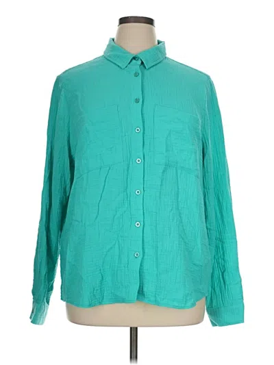 Pre-owned Z Supply Long Sleeve Button Down Shirt In Teal