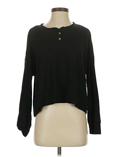 Pre-owned Z Supply Long Sleeve Henley Shirt In Black