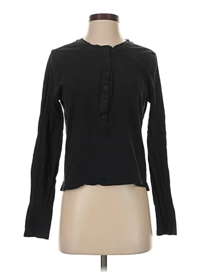 Pre-owned Z Supply Long Sleeve Henley Shirt In Black