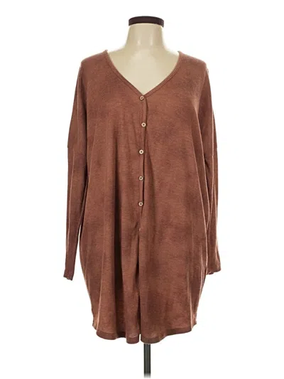 Pre-owned Z Supply Long Sleeve Henley Shirt In Brown