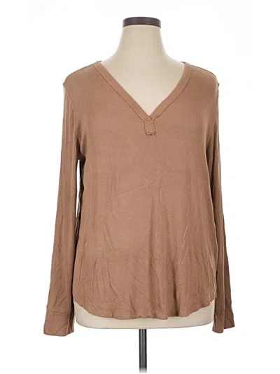 Pre-owned Z Supply Long Sleeve Henley Shirt In Brown