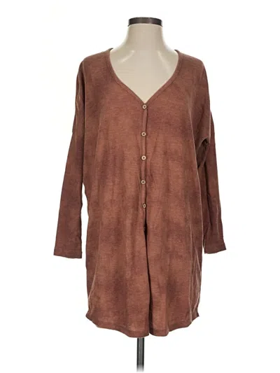 Pre-owned Z Supply Long Sleeve Henley Shirt In Brown