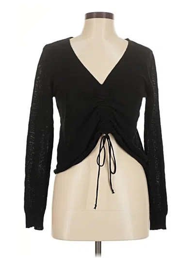 Pre-owned Z Supply Long Sleeve Top Black Plunge Neckline Tops