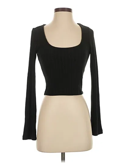Pre-owned Z Supply Long Sleeve Top Black Square Neckline Tops