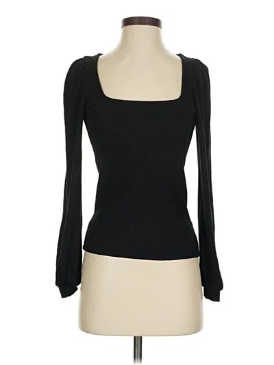 Pre-owned Z Supply Long Sleeve Top Black Sweetheart Neckline Tops