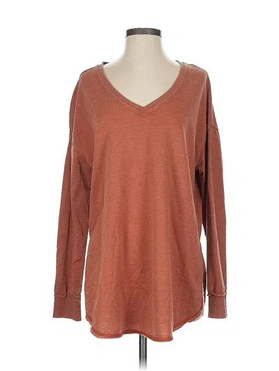 Pre-owned Z Supply Long Sleeve Top Brown V Neck Tops
