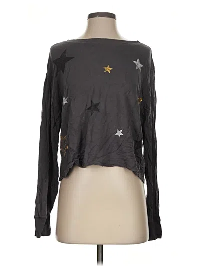 Pre-owned Z Supply Long Sleeve Top Gray Stars Pattern Square Neckline Tops