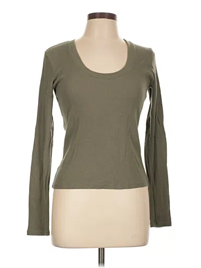 Pre-owned Z Supply Long Sleeve Top Green Scoop Neck Tops
