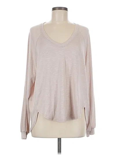 Pre-owned Z Supply Long Sleeve Top Tan V Neck Tops In Brown