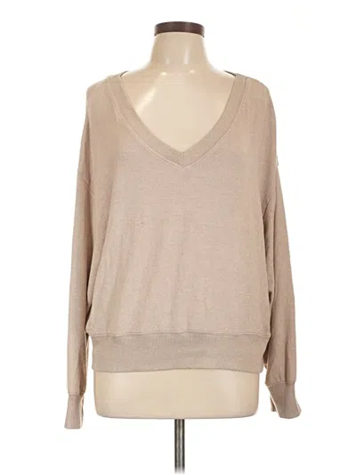 Pre-owned Z Supply Long Sleeve Top Tan V-neck Tops