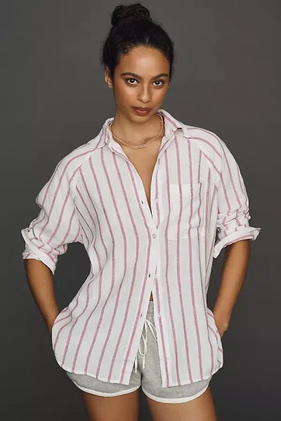 Z Supply Long-sleeve Buttondown Top In Animal Print