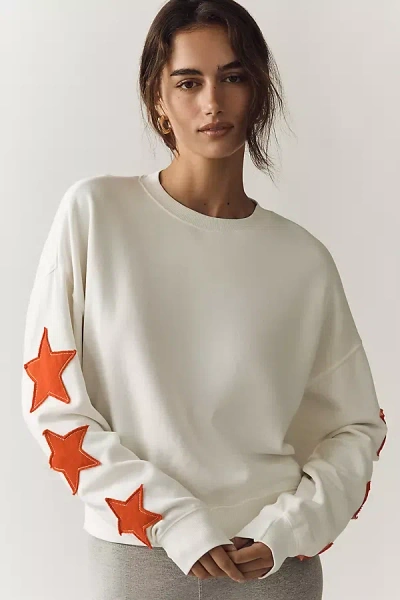 Z Supply Long-sleeve Stars Sweatshirt In White